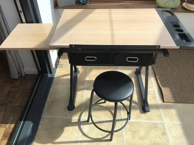 £40 • Buy Art Craft Desk Drafting Table With 2 Drawers And Stool Height/ Tiltable Tabletop