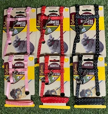 Rabbit Harness Guinea Pig Harness Ferret Harness 2 Sizes 3 Colours With A Lead • £6.95