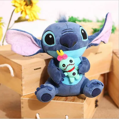 Disney Lilo & Stitch Plush Toy Stitch Holding Scrump Soft Stuffed Doll Xmas Gift • £11.29