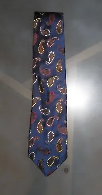 DUCHAMP London Navy Silk Paisley Tie Handmade In England • $49