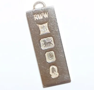 Vintage Sterling Silver Ingot Bar Bracelet Charm Pendant By RWW 30g • $119