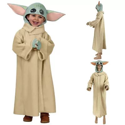 Kids Baby Halloween Yoda Cosplay Mandalorian Star Wars Fancy Dress Party Costume • £17.16