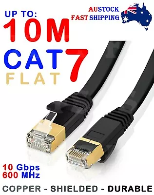 Network Lan Cat7 Rj45 Cord Ethernet Flat Shielded Cable Patch Lead 0.3m - 10m • $7.45