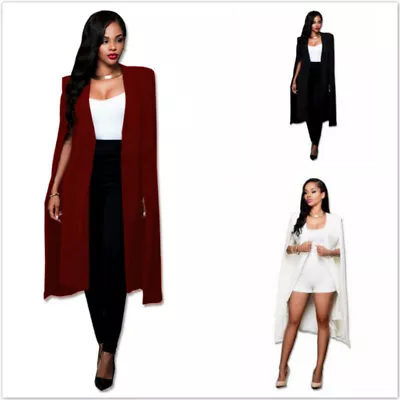 $21.11 • Buy Women Formal Long Cloak Cape Blazer Suit Jacket Coat Poncho Outwear Tops BB