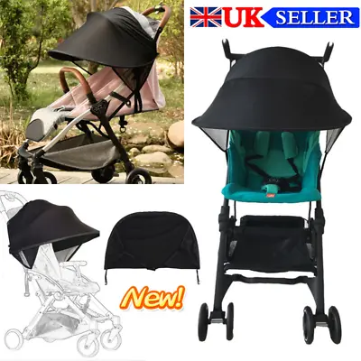 BLACK Universal Baby Child Pushchair Stroller Pram Buggy Sun Shade Canopy Covers • £6.11