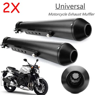 2pc Universal Motorcycle Exhaust Pipe Muffler Silencer Fit For Harley Racer Cafe • $79.98