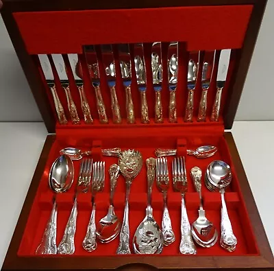 Vintage Newbridge Canteen Stainless Steel Cutlery Set Wooden Case 48 Pieces • $79.95