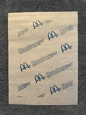 (5) Vintage New NOS October 1977 McDonald's Hamburger Wax Paper Wrappers • $19.86