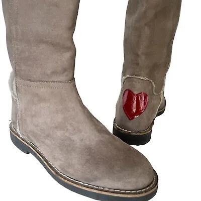 Love Moschino Knee High Faux Shearling Lined Tan Tall Boots Size 37 / 7 NWOB • $71.99