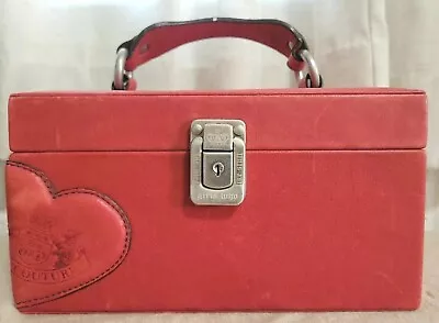 Vintage Juicy Couture Train Case Red Leather Jewelry Cosmetic Box Travel Display • $120