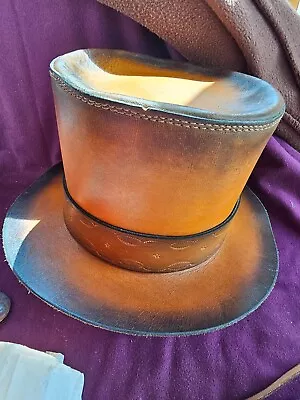 Vintage Leather Stovepipe Top Hat Steampunk For A Man • $125