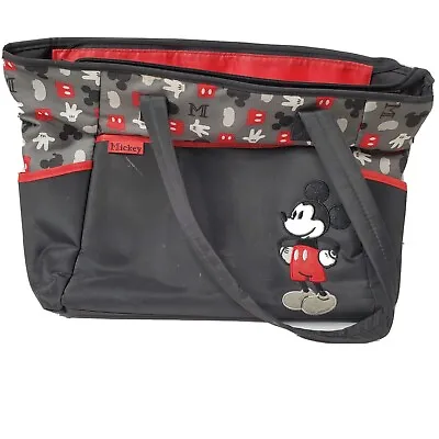 Disney Baby Mickey Mouse Diaper / Day / Tote Bag W/ Pad - Black & Red - 19”x12”  • $23.77
