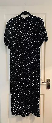 Brand New Long Maxi Dress Black With White Polka Dots By Next Size 22 • £10.50