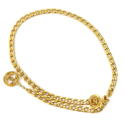 Auth Chanel Belt Coco Mark Metal Gold Ladies Longest Waist:83cm Total-l:88cm F/s • £588.75