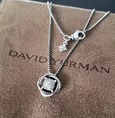 DAVID YURMAN *Diamond Infinity Sterling Silver Pendant Necklace - Pristine! $675 • $435