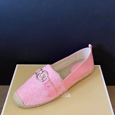 Michael Kors Rory MK Logo Shell Pink Slip On Espadrille Shoes Flats 7 9 11 NEW • $71.99