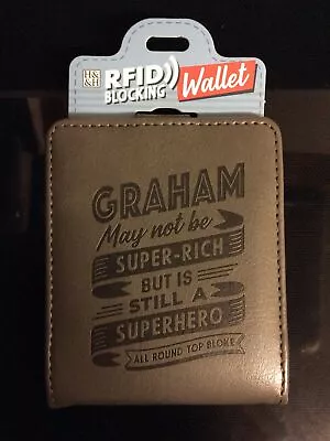 Graham Top Bloke Pre-Personalised Men’s Wallet Grey Free Post • £4.50