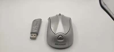 Microsoft 1054 Wireless Laser Mouse 6000 Silver USB Wireless Mouse TESTED • $8