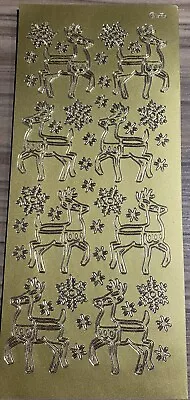 £0.99 • Buy Christmas Reindeer Peel Offs In Gold