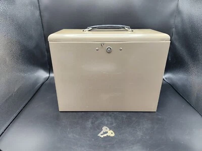 $38 • Buy Vintage Rockaway Metal File Box, Locking With Original Keys, 