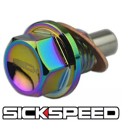 NEO CHROME ANODIZED MAGNETIC ENGINE OIL PAN DRAIN PLUG/BOLT W/ WASHER 12X1.5 • $8.40