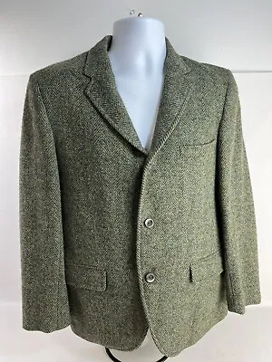 Vintage Harris Tweed Green Sport Coat Handwoven 100% Pure Wool • $100