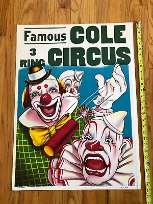 $200 • Buy Original Vintage Circus Poster - Cole Circus  Great Color!
