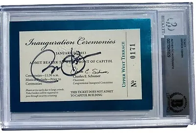 Barack Obama Signed 2013 Presidential Inauguration Ceremony Ticket Beckett Bas   • $3749.99