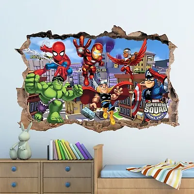 £3.99 • Buy 3D Avengers Super Hero Squad Hole In Wall Sticker Art Decal Decor Kids