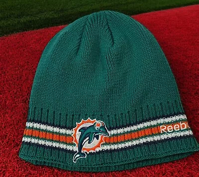 Vintage Miami Dolphins Reebok Beanie Cap Hat On Field NFL Football CLASSIC LOGO • $14.97