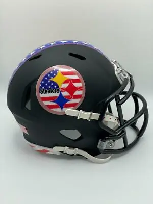 Pittsburgh Steelers Riddell Speed CUSTOM Stars & Stripes Matte Black Mini Helmet • $65