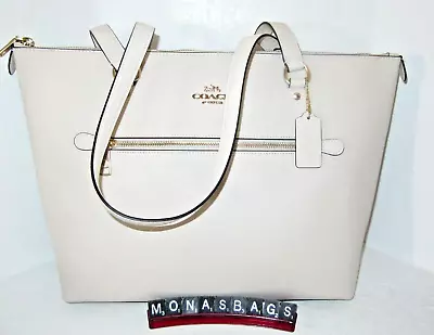 Coach  New F79608 Cross Grain Chalk Leather Gallery Zip Top Tote Bag NWT $350 • $145.99