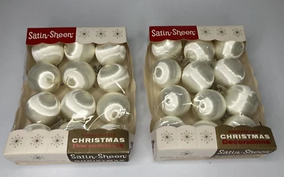 $29.99 • Buy Vintage Pyramid Christmas Ball Ornaments White Satin Sheen ~  1.75  ~ 2/Sets