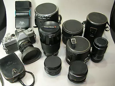 MAMIYA SEKOR 500 DTL 35mm SLR CAMERA W/ 5 LENSES FLASH BAG ++ • $189.99