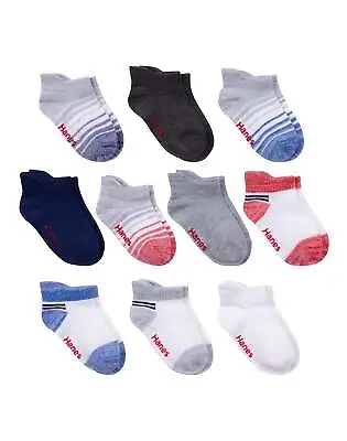 Hanes Infant Boys Low Cut Socks 10-Pack Heel Shield Gripper Foot Lightweight • $13.04