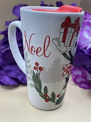 Disney Minnie Mouse Noel Christmas Travel Mug-Red Lid- Ceramic Tumbler  • $19.85