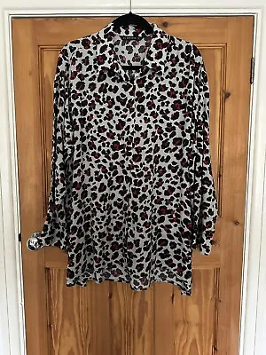 Zara Red Grey Black Leopard Print Shirt Size XL  • £8