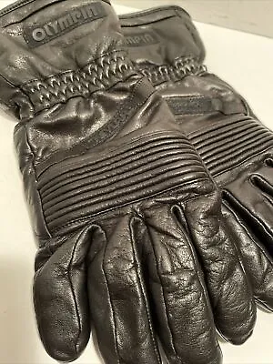 Olympia Black Leather Motorcycle Gloves Men’s SZ Medium Made W/ Kevlar WPL13171 • $35