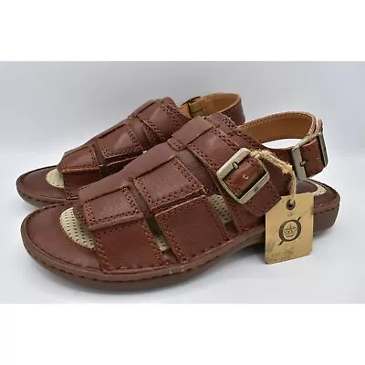 Born Mens Size 10 Miguel Full Grain Leather Dark Tan Bourban Sandals Shoes • $84.99