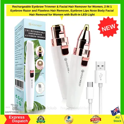 Rechargeable Eyebrow Trimmer & Facial Hair Remover For Women 2 IN 1 AU • $25.68