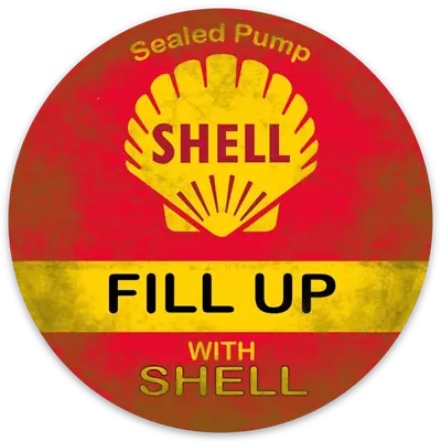 Shell Gasoline Auto Brand Logo Type Distressed Die-cut Round STICKER • $5.49