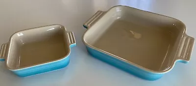 Pair Of Le Creuset Square Turquoise Casserole Dishes 6” & 9” • £28.91