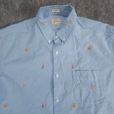 J Crew Shirt XL Short Sleeve Button Down Mens Chambray Classic Fit 4th Of July • $15.99
