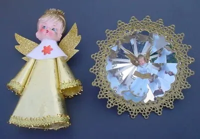 Vintage Gold Angel Christmas Tree Topper JEWELBRITE Ornament • $19