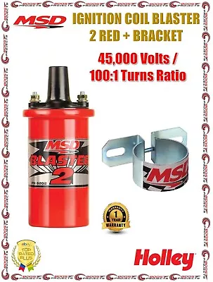 MSD Ignition Coil Blaster 2 Red 100:1 Turns Ratio + 2.25  Canister Style Bracket • $89.90