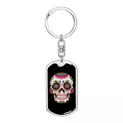 Calavera Mexican Smiling Sugar Skull Stainless Steel Or 18k Gold Premium Swivel • £62.69