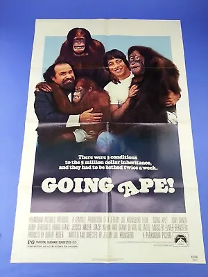 Retro Vintage Original 1981 Movie Poster Going Ape One Sheet Folded • $49.98