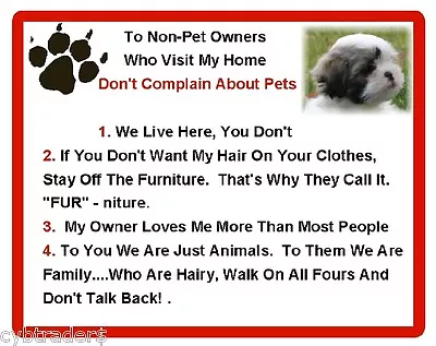 £7.74 • Buy Funny Dog Shih Tzu House Rules Refrigerator / Magnet Gift Card Idea