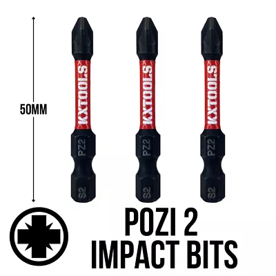 3 X PZ2 Impact Driver Bits 50mm POZI Magnetic Screwdriver DeWalt Milwaukee Pro • £3.99