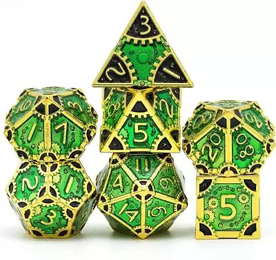 Steampunk Metal Dice Set 7 Die Polyhedral Role Playing Dice Set  • $25